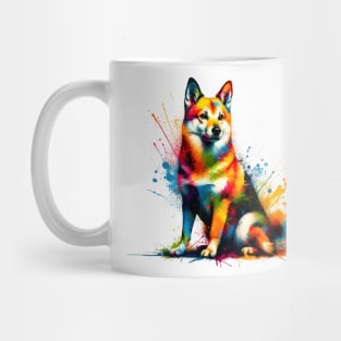 Swedish Vallhund in Colorful Abstract Splash Art Mug